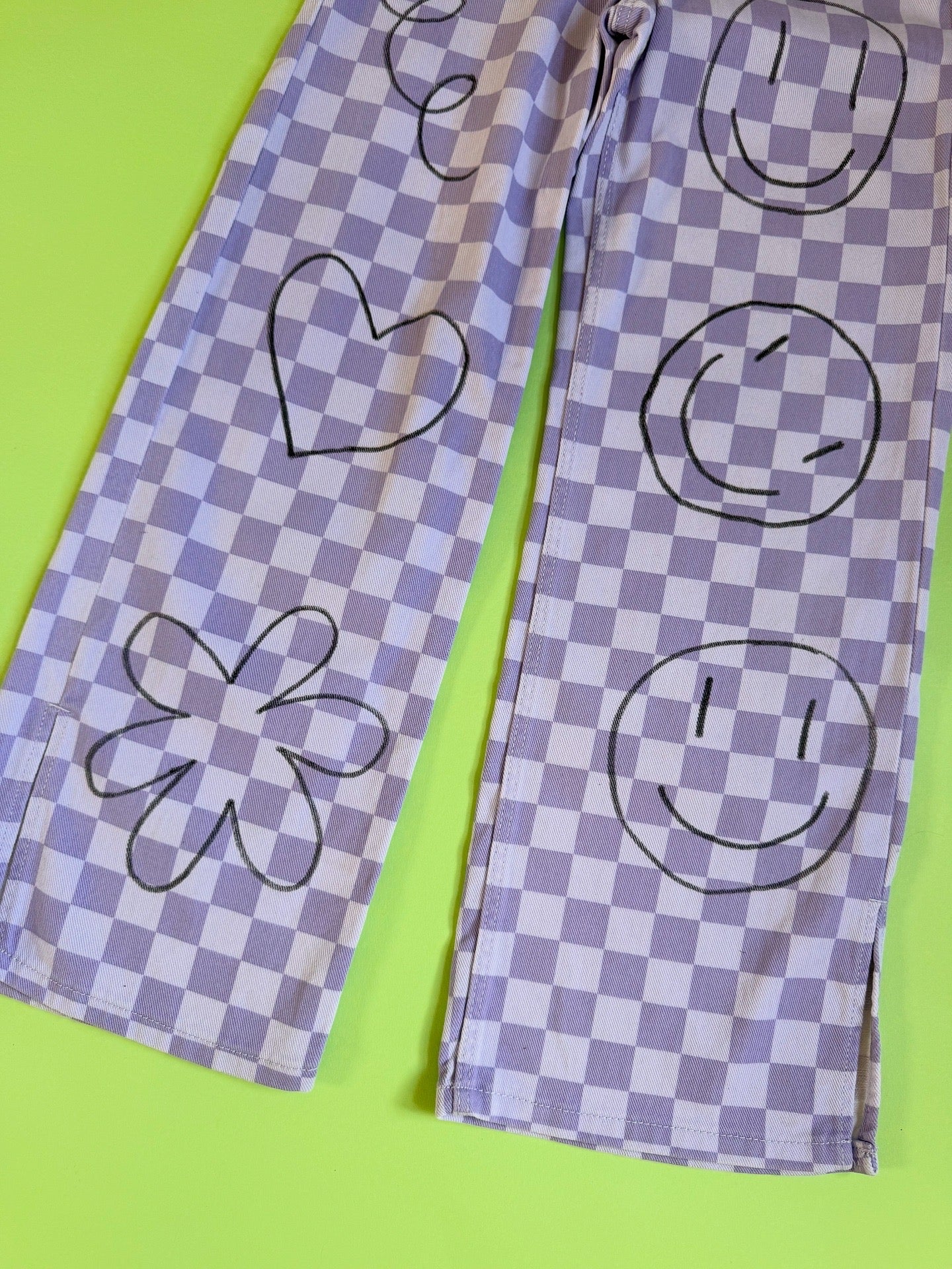 H&M Girls Purple Checkerboard Jeans (8-9 Years)
