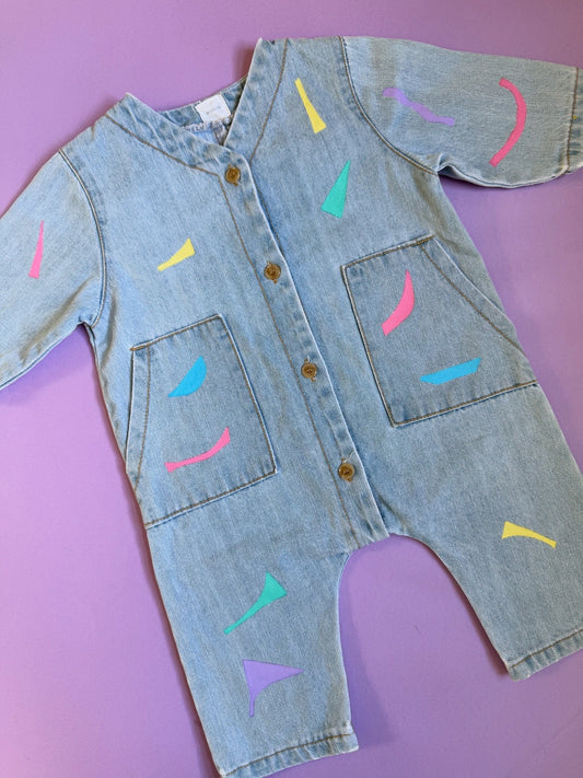 MONBEBE Denim Boilersuit (size S/1-2 years)