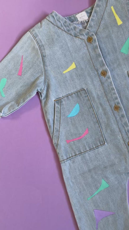 MONBEBE Denim Boilersuit (size S/1-2 years)